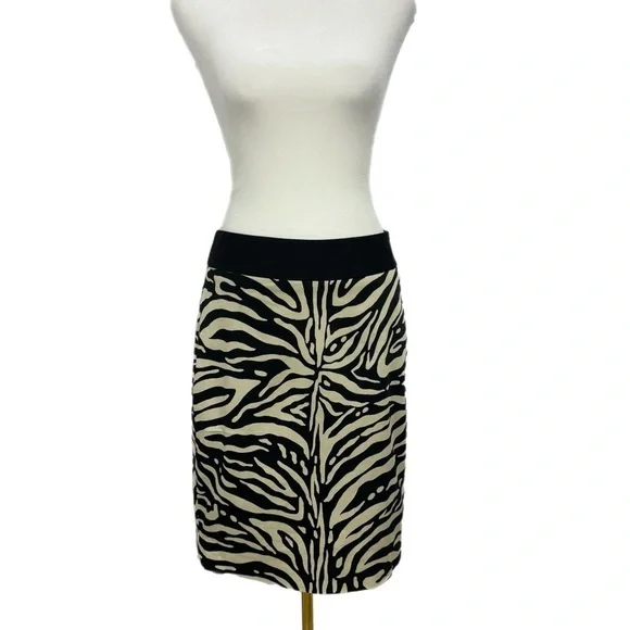 THE LIMITED Zebra Print Sleek Pencil Skirt Womens Sz 6 Beige Black High Rise - Picture 2 of 11